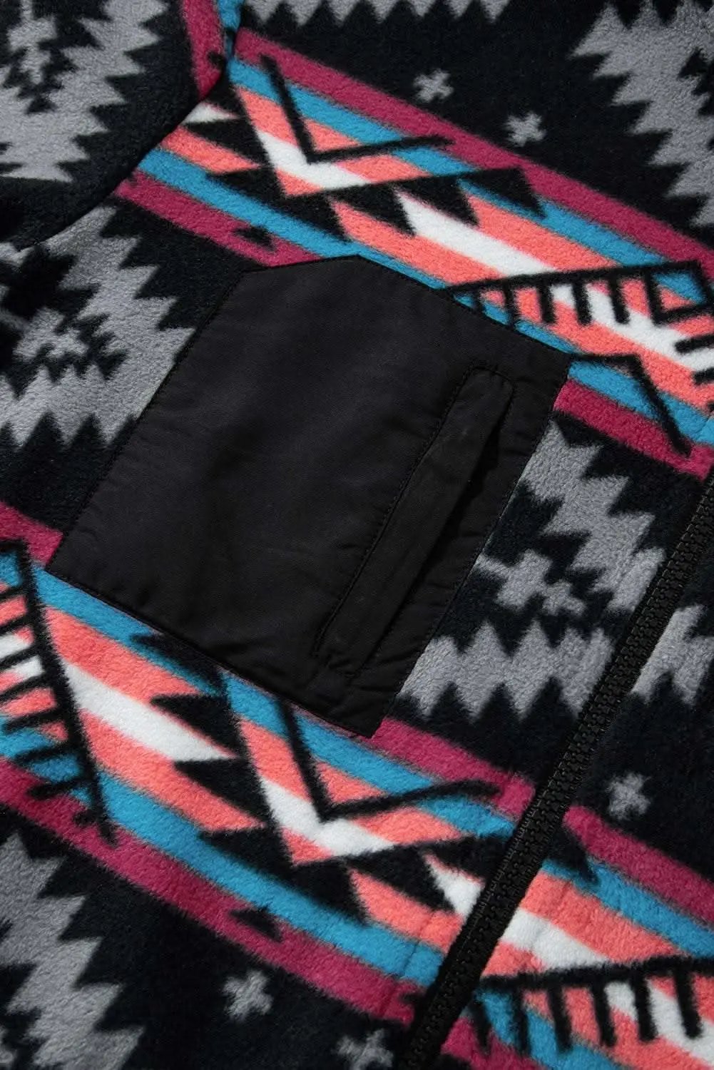 Boho black aztec zip collar jacket - Love Salve